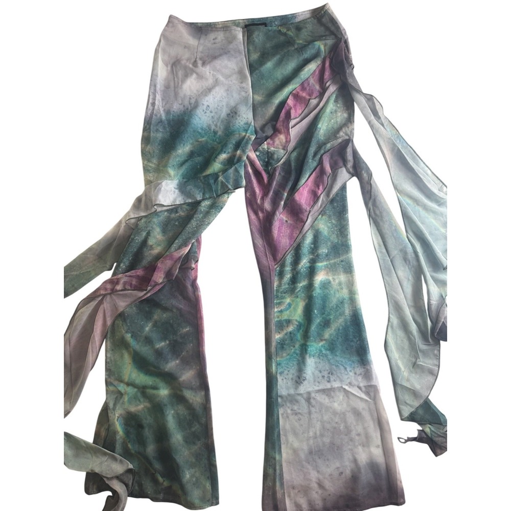 Pretty Little Thing Pants Women 6 Waterfall Frill Ruffle Sheer Beach Resort NEW